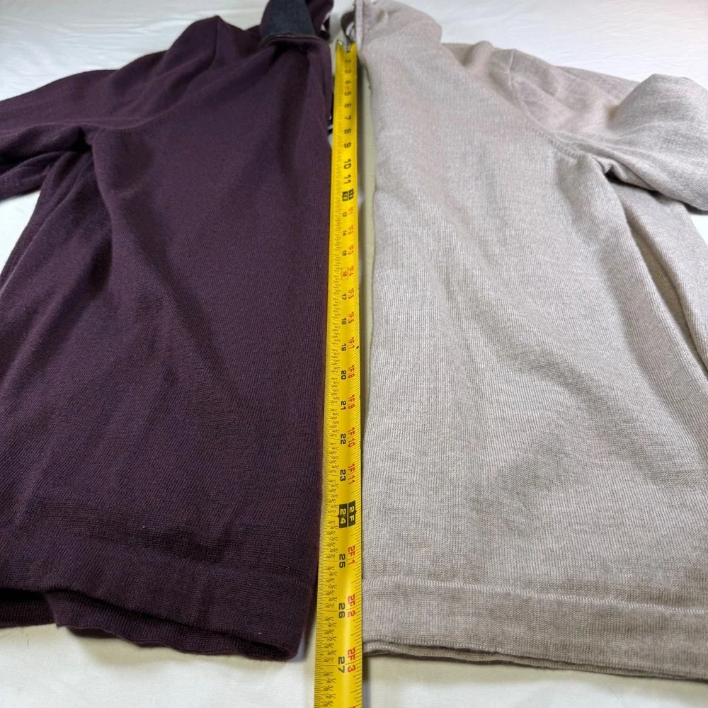 Set of 2 Joseph Abboud 1/4 Zip Sweaters Mens Size XL 100% Extra Fine Merino Wool